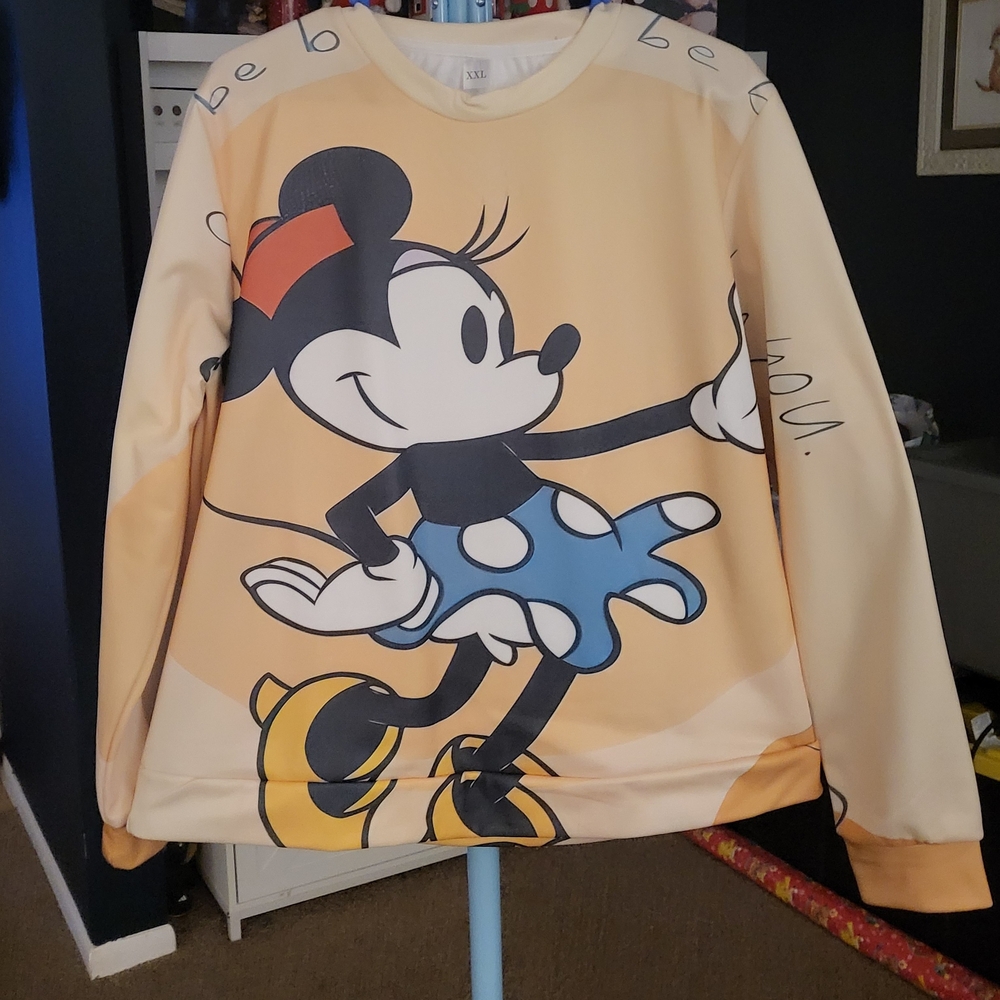 Disney Women's Minnie Mouse Sweater - Cream and Blue